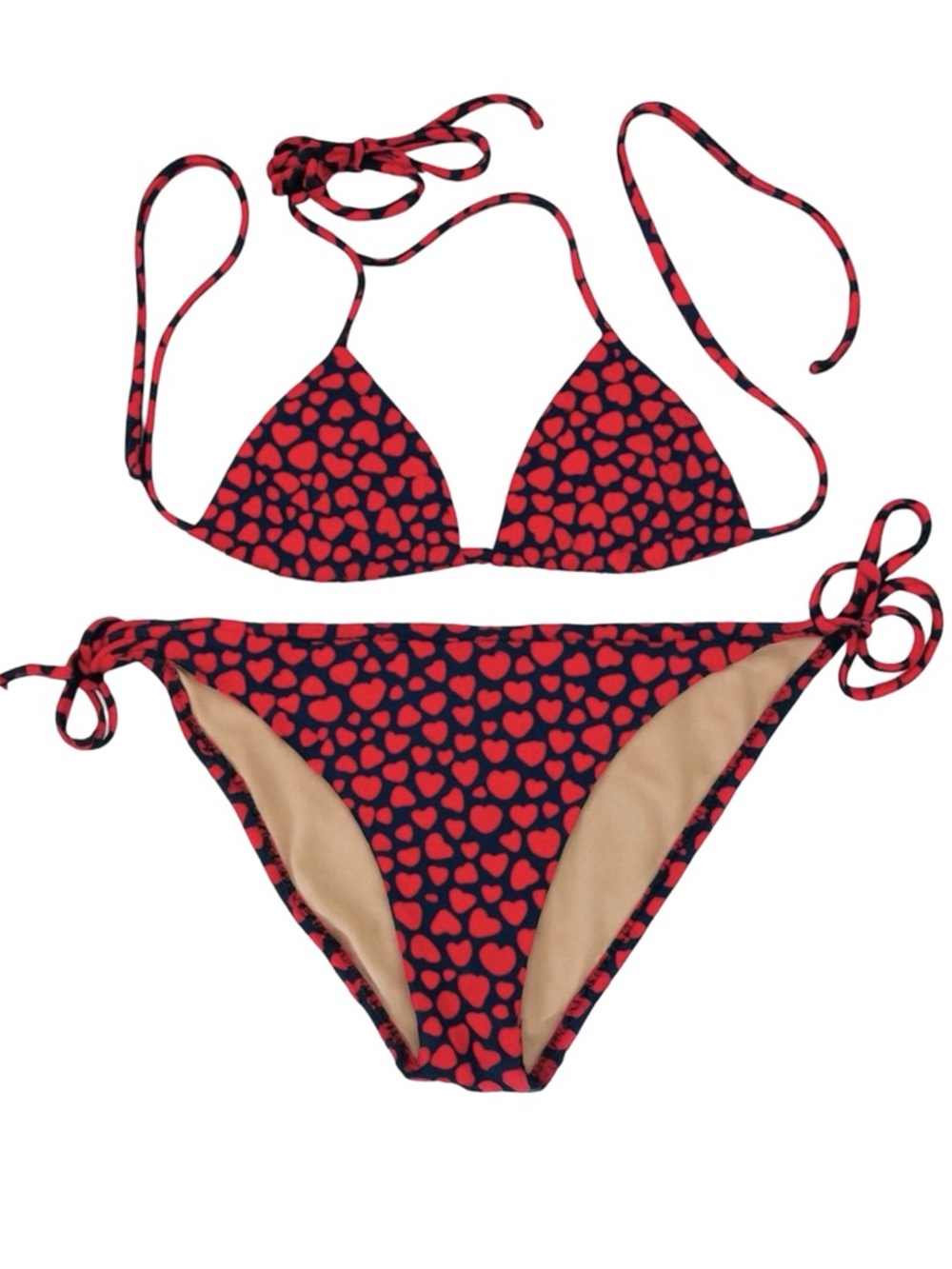 ♥️ Vintage Y2K J.Crew Red Heart Triangle Bikini Set | Top S - Bottoms M